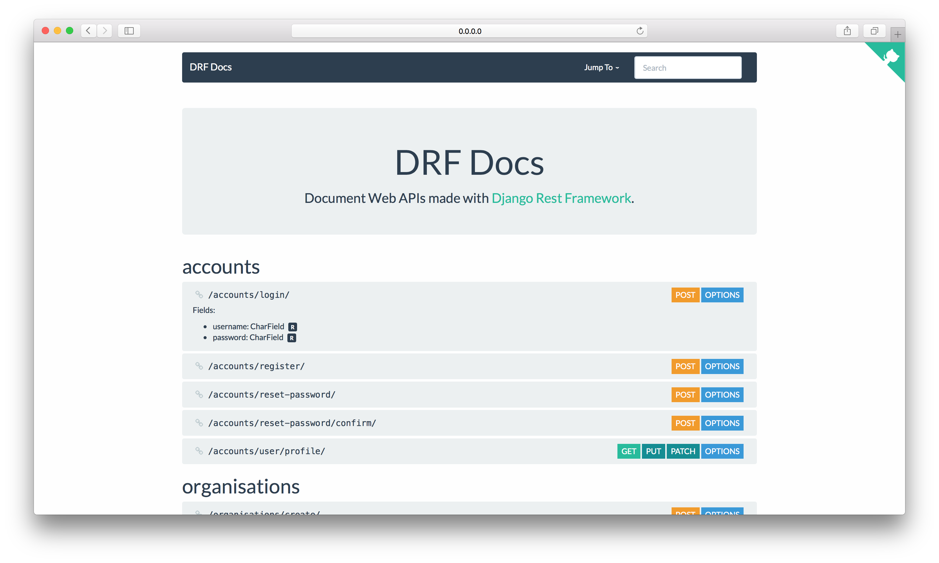 Screenshot - DRF docs