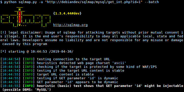 sqlmap screenshot
